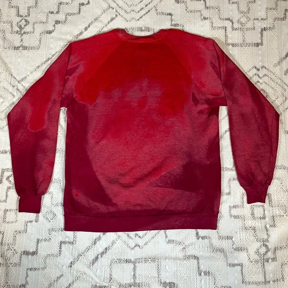 University of Oklahoma Red Sweater with distressed tie dye look